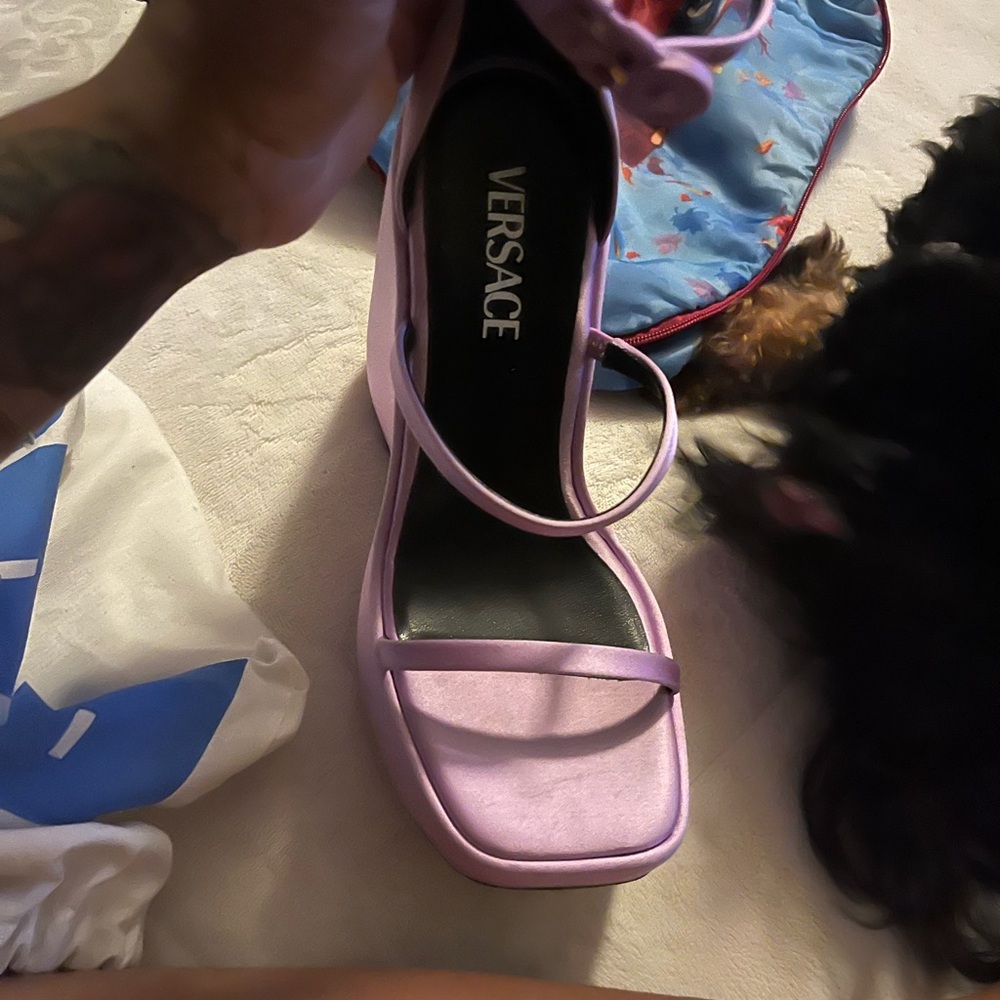 Versace Light Purple Strappy Heels